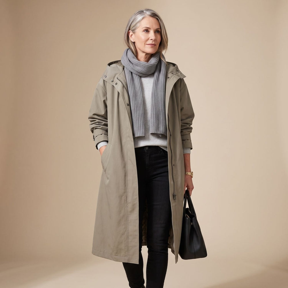 Delvorne | Women's Oversized Trench Coat - Khaki - Image 2