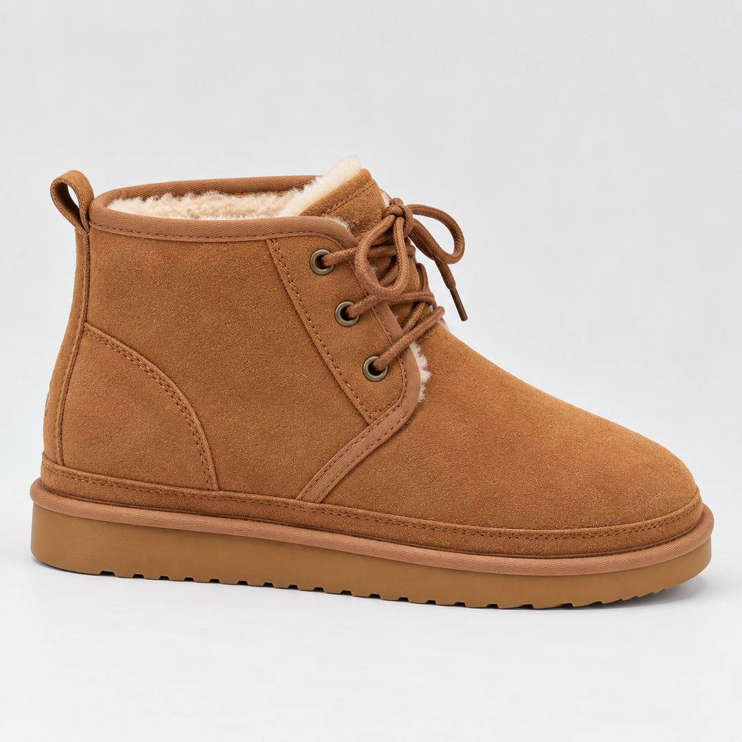 Dorienne | Women's Lace-Up Ankle Boots Fur Lined - Camel - Image 1