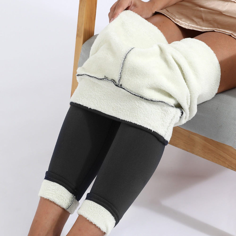 Dravelle | Women's Fleece-Lined Leggings High Waist - Black - Image 2