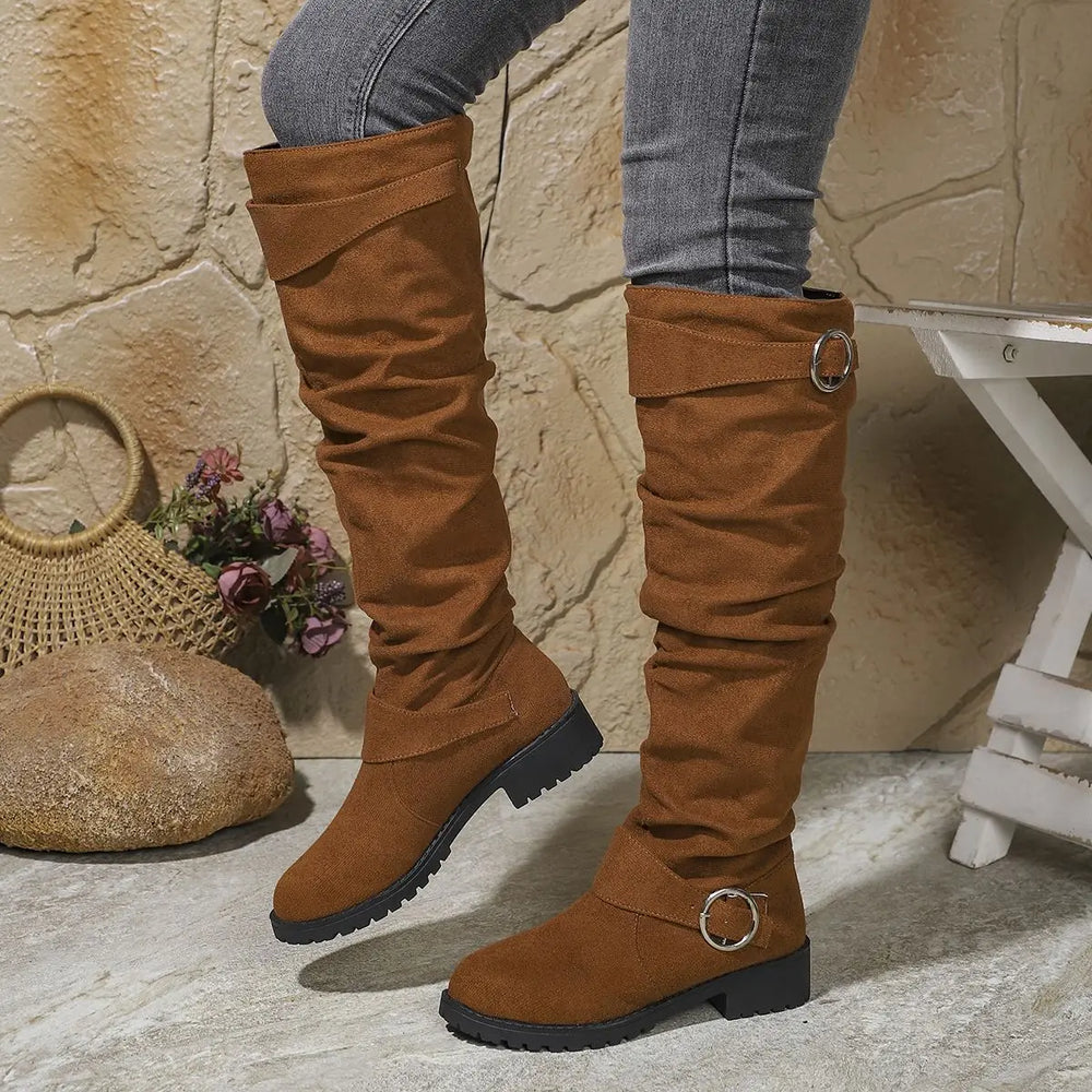 Dravelle | Women's Slouchy Knee-High Boots - Image 2
