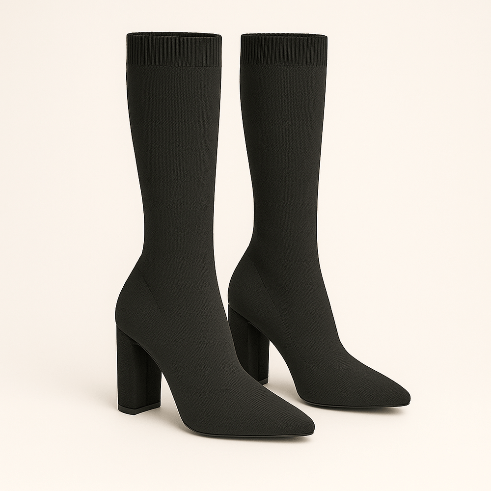 Dravonelle | Women's Knee High Boots Block Heel - Black - Image 2