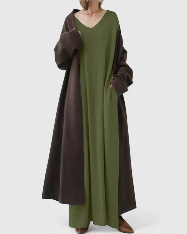 Drevan | Women's Oversized Maxi Sweater Dress - Light Grey - Image 2