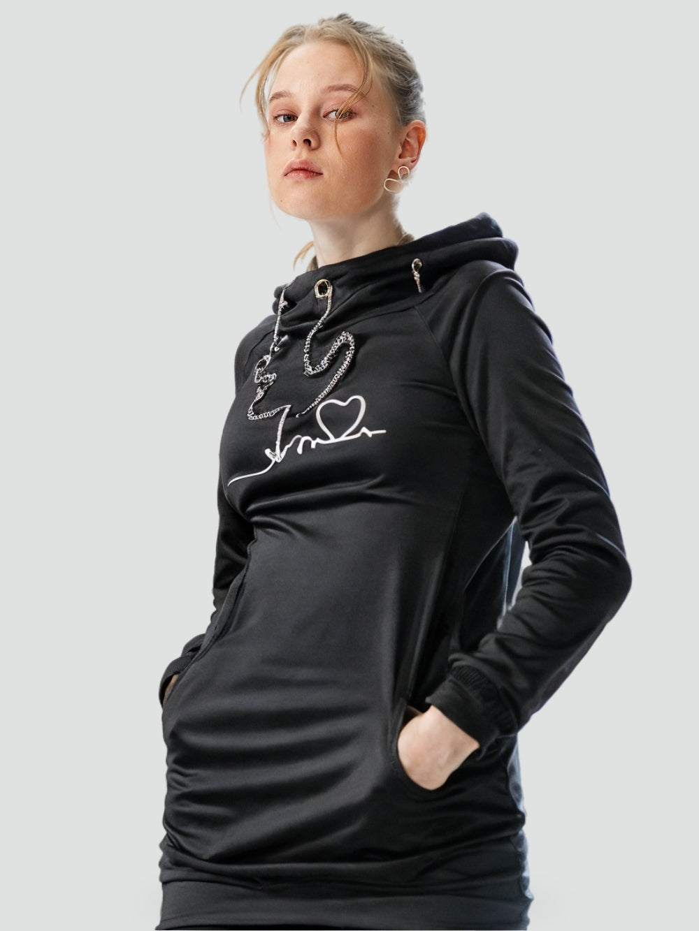 Drevossa | Women's Hoodie Sweater Dress - Black - Image 1