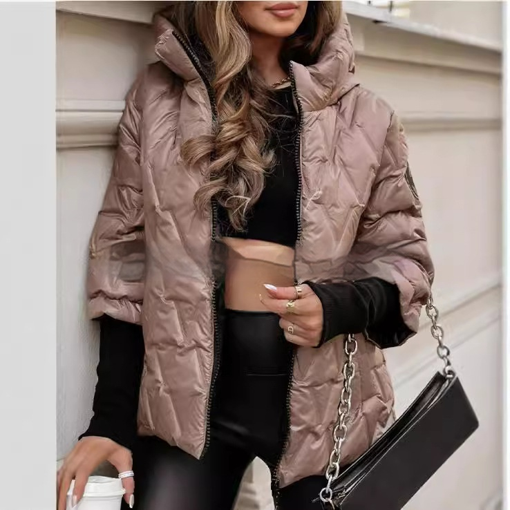 Drevyn | Women's Hooded Quilted Puffer Jacket - Champagne - Image 2