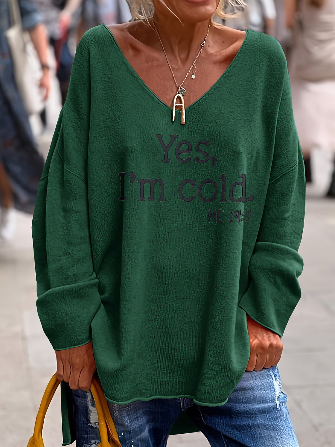 Drisova | Women's Graphic Sweater Relaxed Fit - Dark Green - Image 1