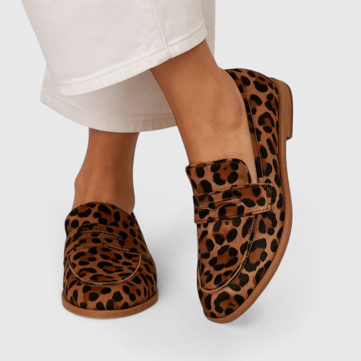 Ivy | Women's Leopard Print Loafers - Brown - Image 1