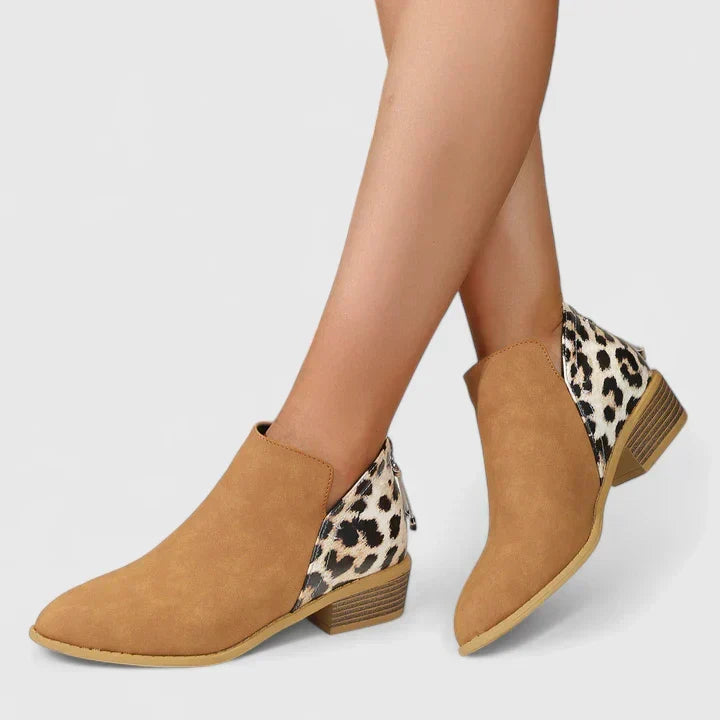Fenara | Women's Leopard Print Ankle Boots with Chain - Leopard - Image 2