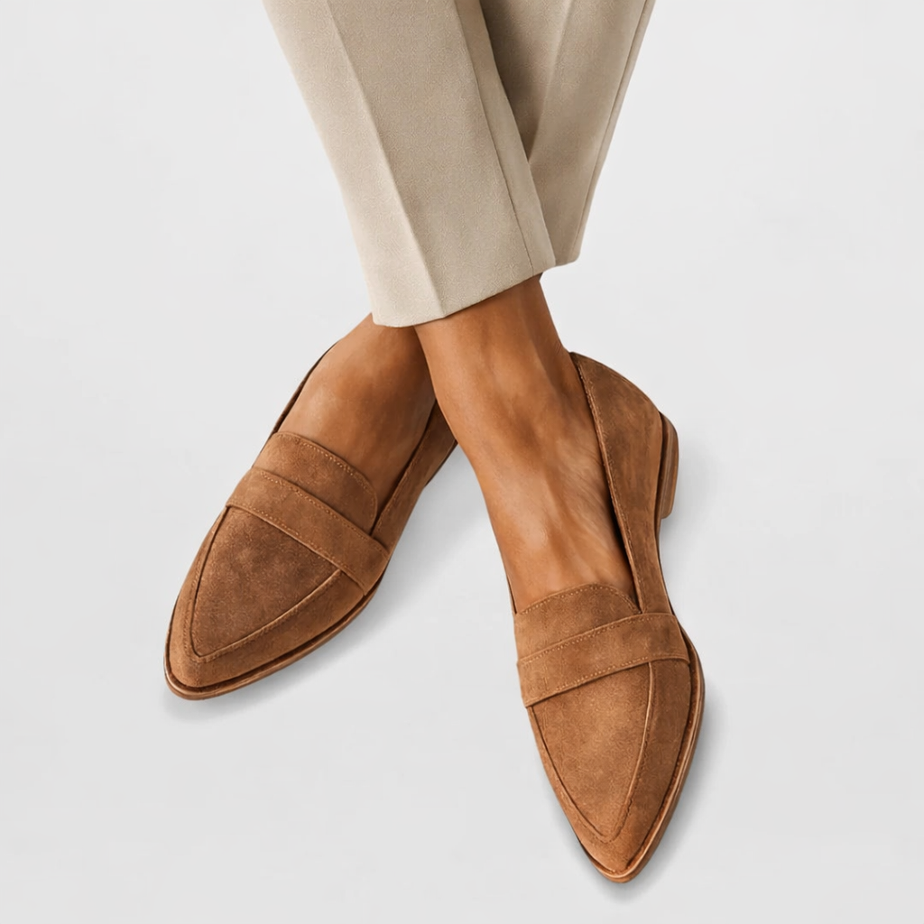 Fenelle | Women's Pointed Toe Suede Loafer Flat - Image 1