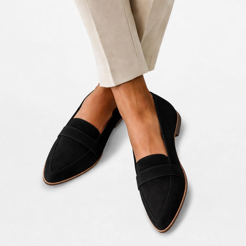 Fenelle | Women's Pointed Toe Suede Loafer Flat - Image 2