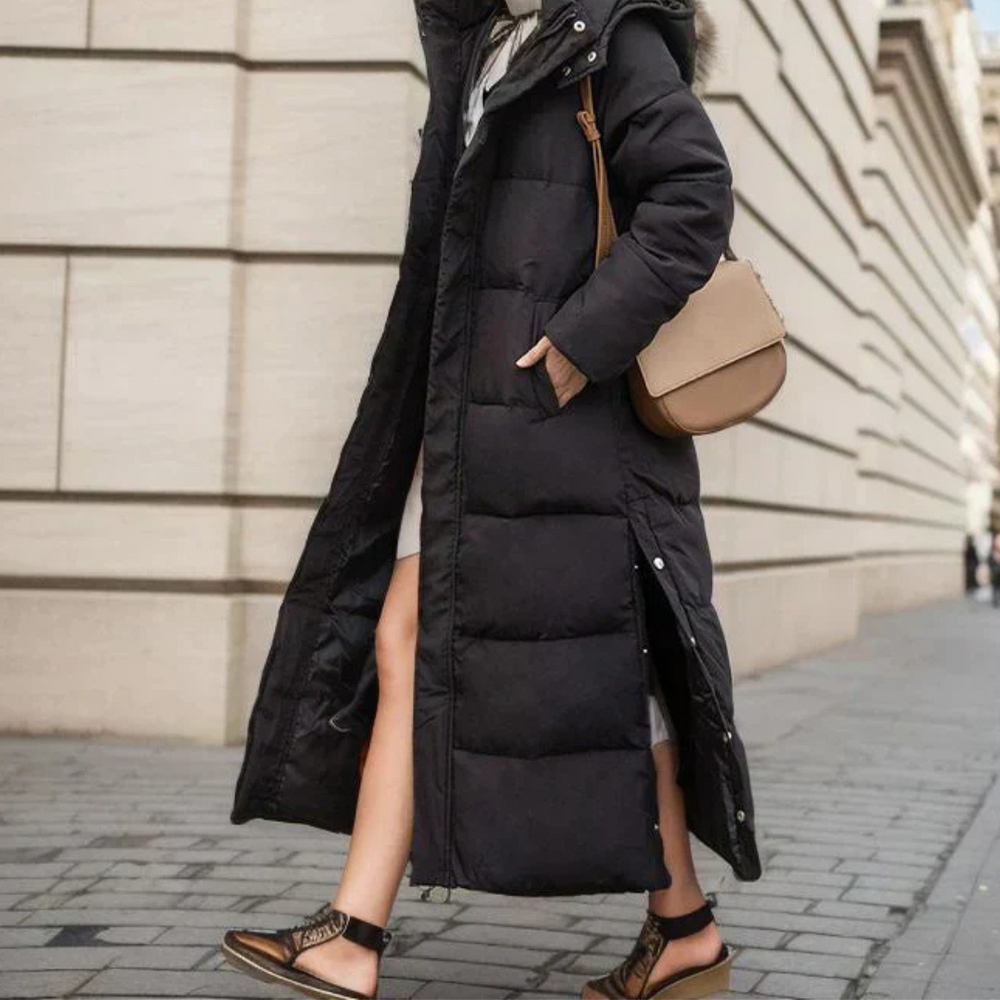 Florinda | Women's Long Puffer Coat – Hooded Winter Jacket - Black - Image 2