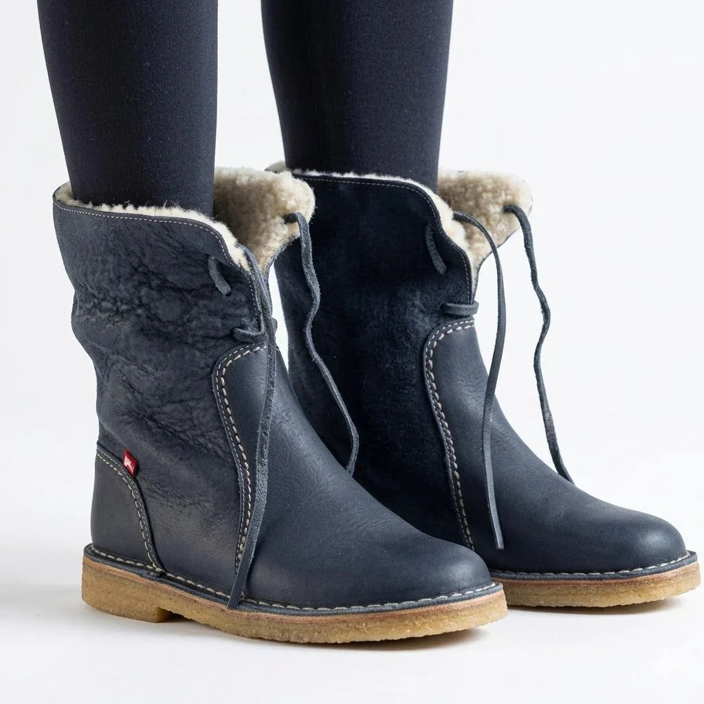 Golvaine | Women's Shearling Lined Winter Boots - Navy - Image 1