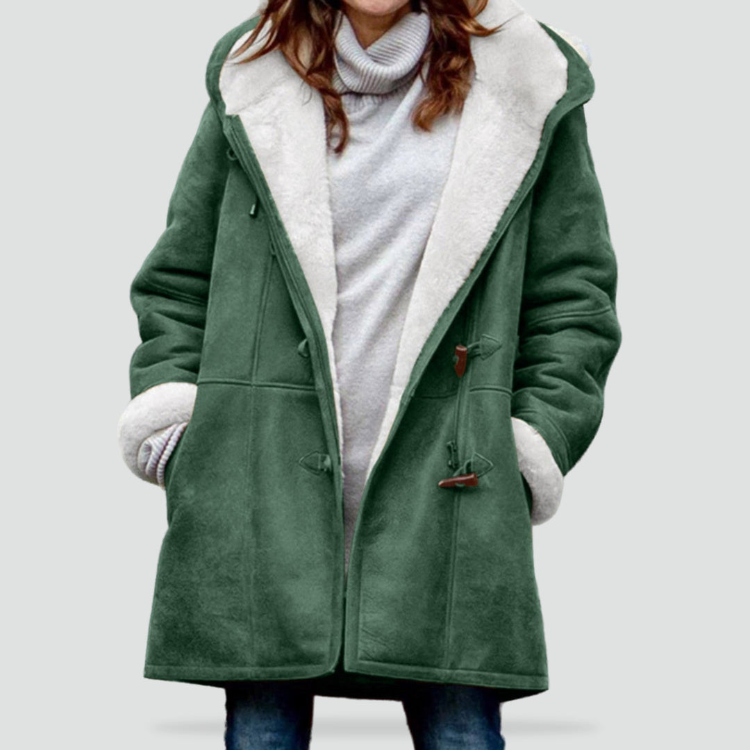 Grethel | Women's Fleece-Lined Hooded Winter Coat - Green - Image 1