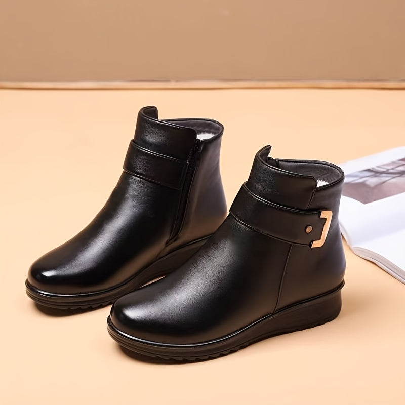 Halvara | Women's Fleece-Lined Winter Ankle Boots - Black - Image 2