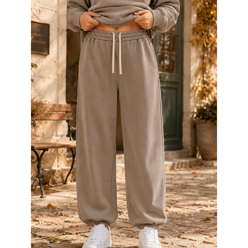 Halvara | Women's Relaxed Fit Sweatpants - Taupe - Image 1