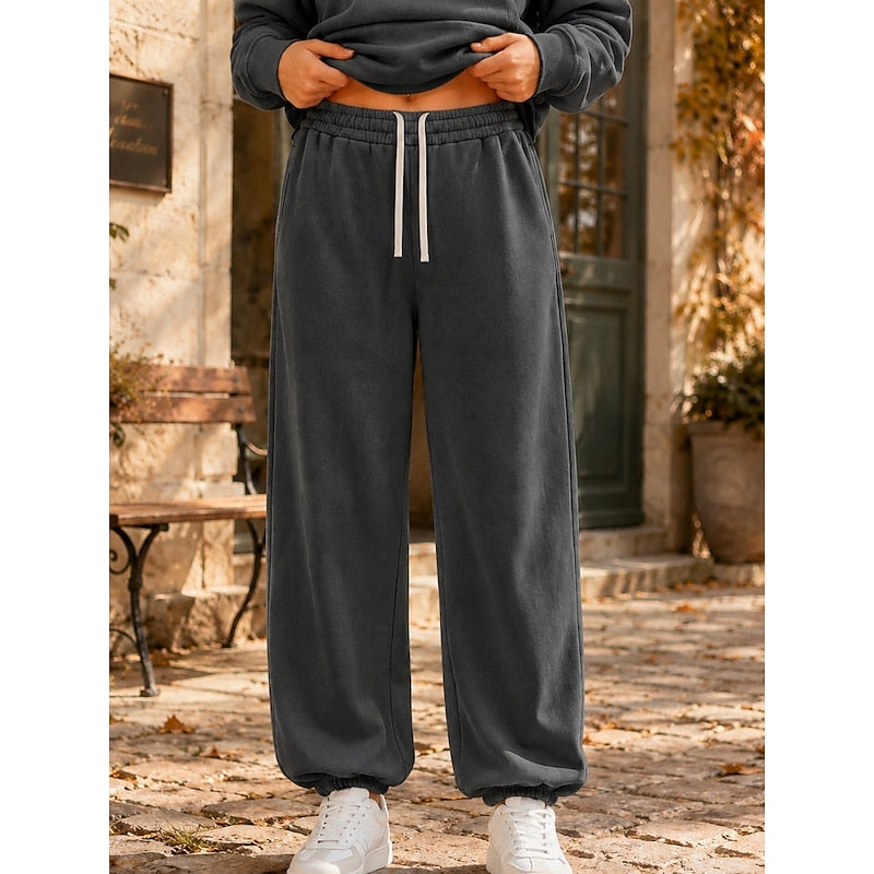 Halvara | Women's Relaxed Fit Sweatpants - Taupe - Image 2