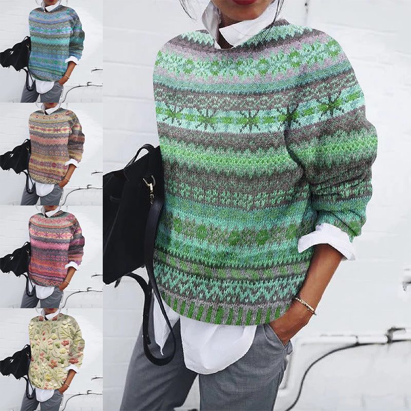 Halvindra | Women's Christmas Sweater Fair Isle Pullover - Image 1
