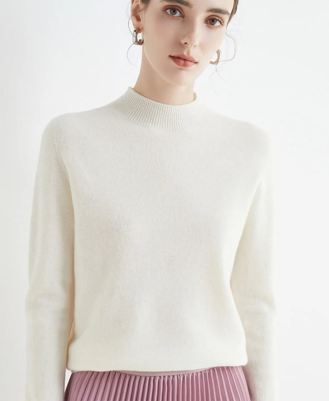 Halvorne | Women's Mock Neck Knit Sweater - Cream - Image 1