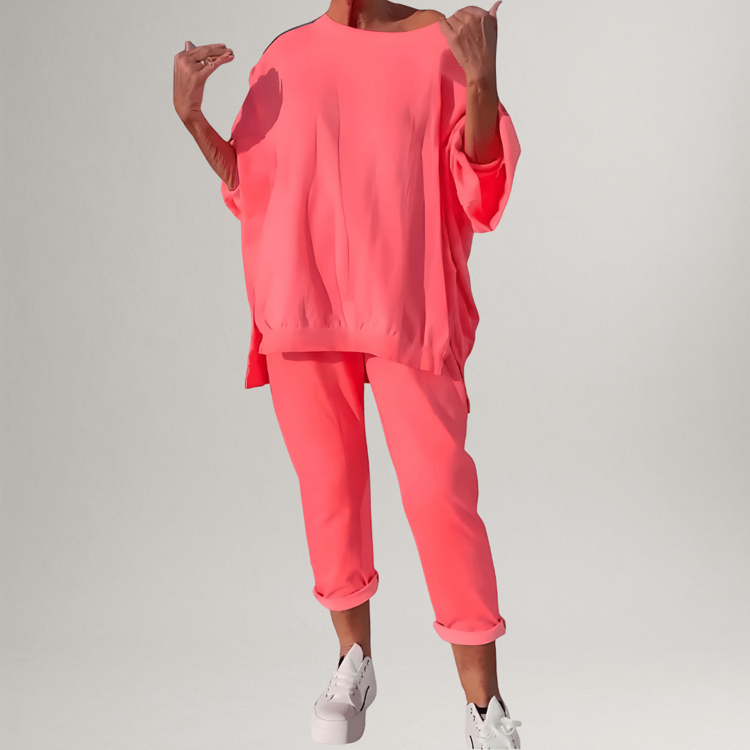 Halvorne | Women's Oversized Loungewear Set - Coral - Image 1