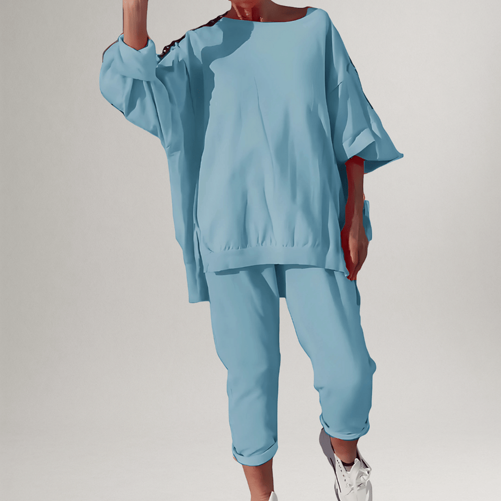 Halvorne | Women's Oversized Loungewear Set - Coral - Image 2