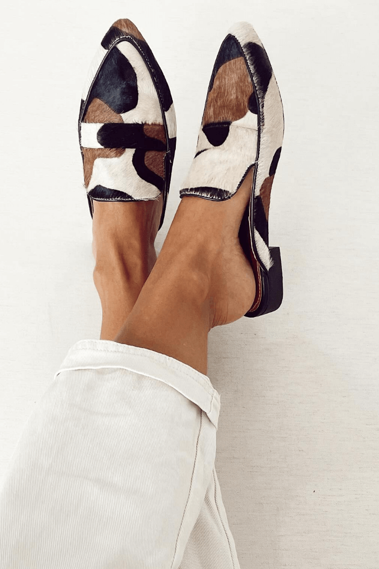 Jasmine | Women's Cow Print Slip-On Loafers - Image 1