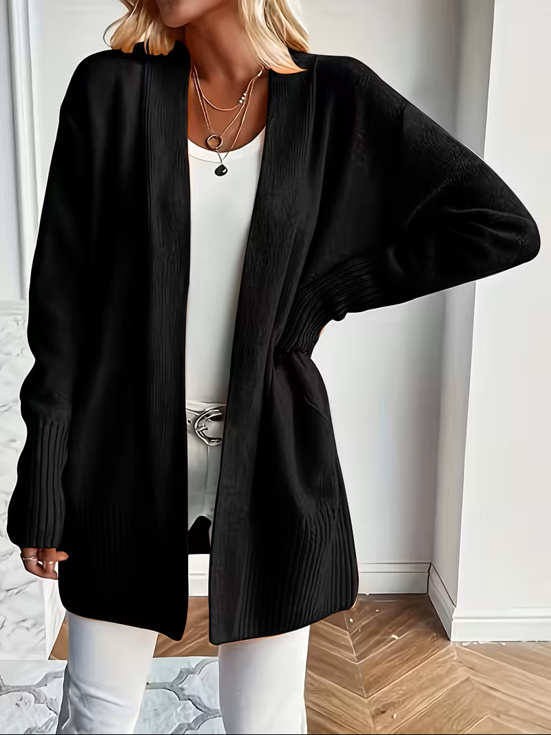 Lornette | Women's Open Front Cardigan Sweater - Black - Image 1