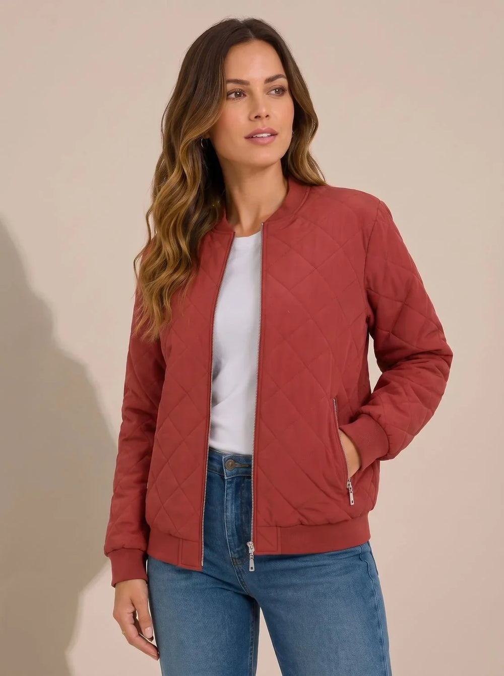 Lornette | Women's Quilted Bomber Jacket - Black - Image 2