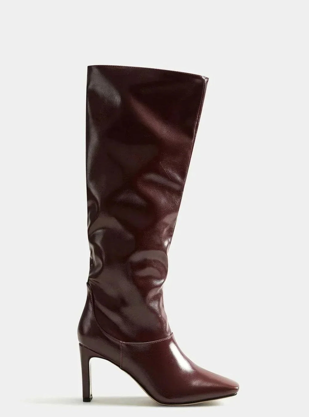 Lorriane | Women's Knee High Boots Square Toe - Burgundy - Image 2