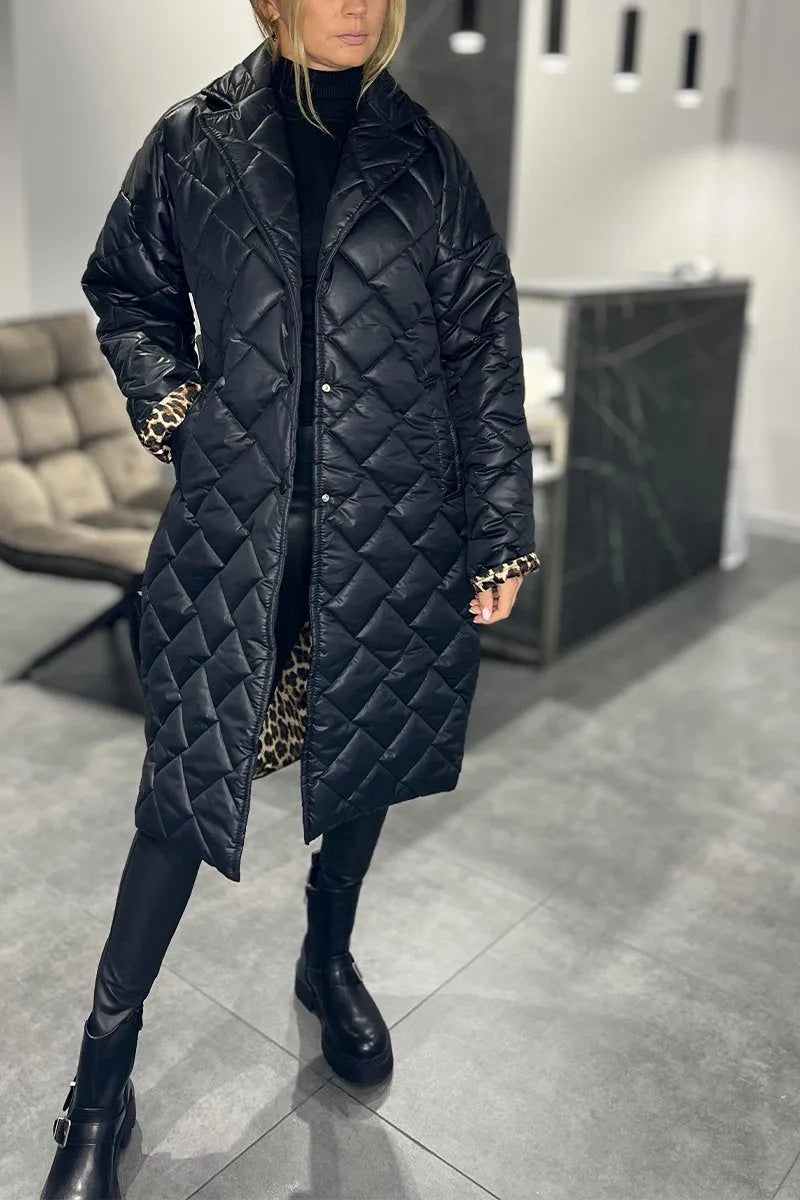 Lorwyn | Women's Quilted Long Puffer Coat - Black - Image 1