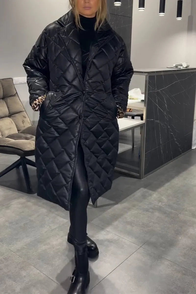 Lorwyn | Women's Quilted Long Puffer Coat - Black - Image 2