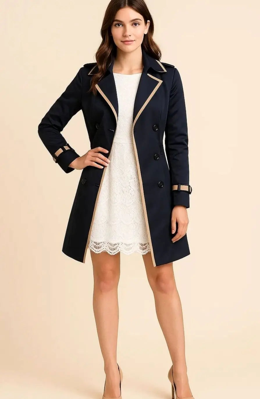 Lyndrae | Women's Double-Breasted Trench Coat - Camel - Image 2