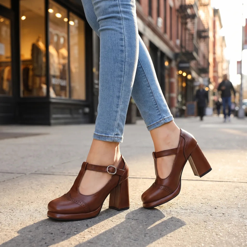 Marlowe | Women's Mary Jane Block Heel Pumps - Image 1