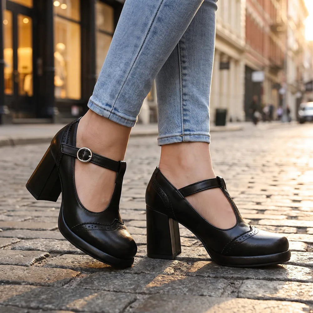 Marlowe | Women's Mary Jane Block Heel Pumps - Image 2