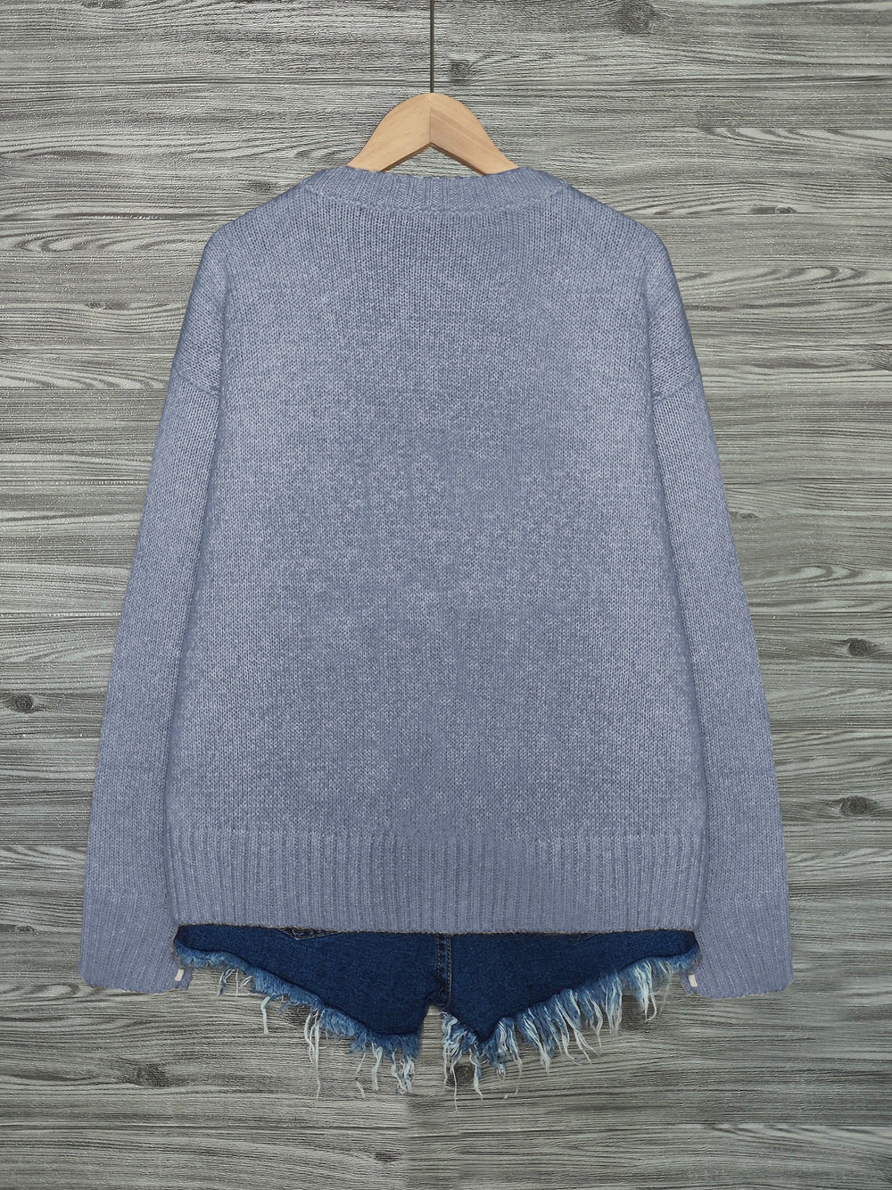 Marvosa | Women's Cat Print Knit Sweater Pullover - Grey - Image 2
