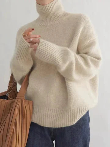 Merova | Women's Turtleneck Sweater Relaxed Fit - Cream - Image 1