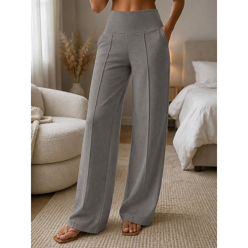 Nalveth | Women's High Waist Wide Leg Sweatpants - Grey - Image 1