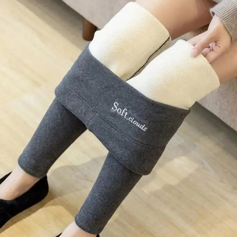 Nelvora | Women's Fleece Lined Leggings High Waist - Dark Grey - Image 2