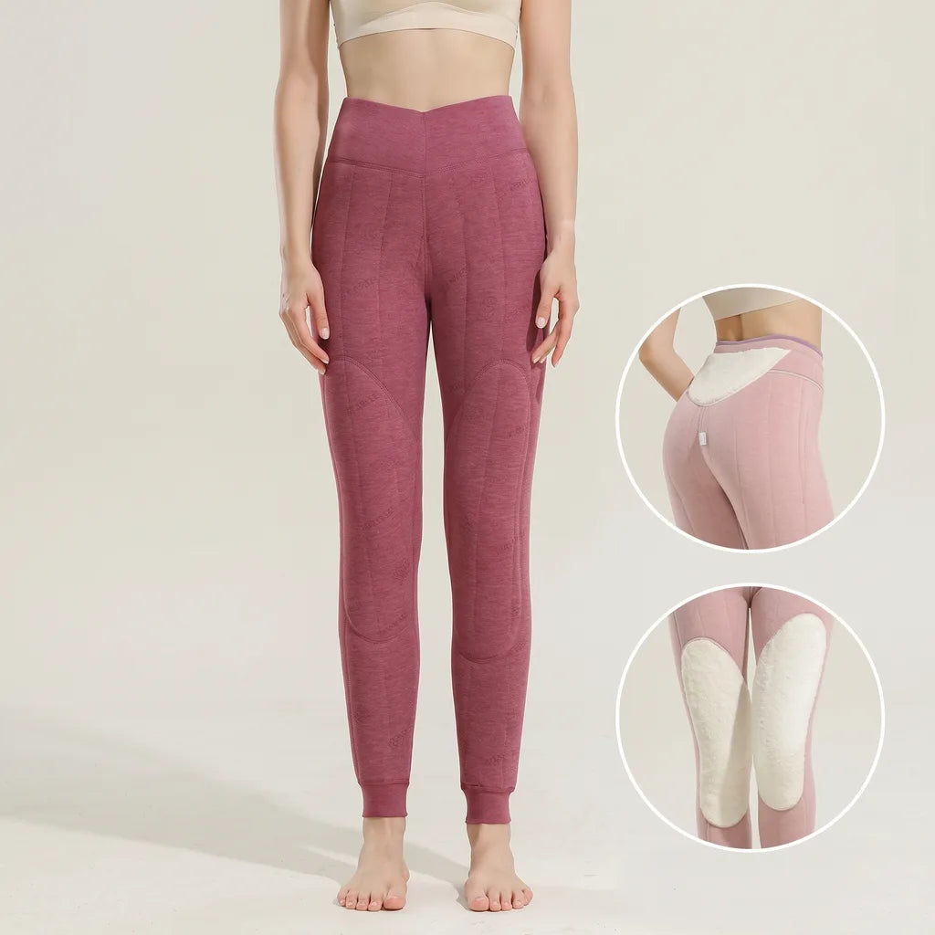Nolvara | Women's Fleece Lined Leggings - Burgundy - Image 1