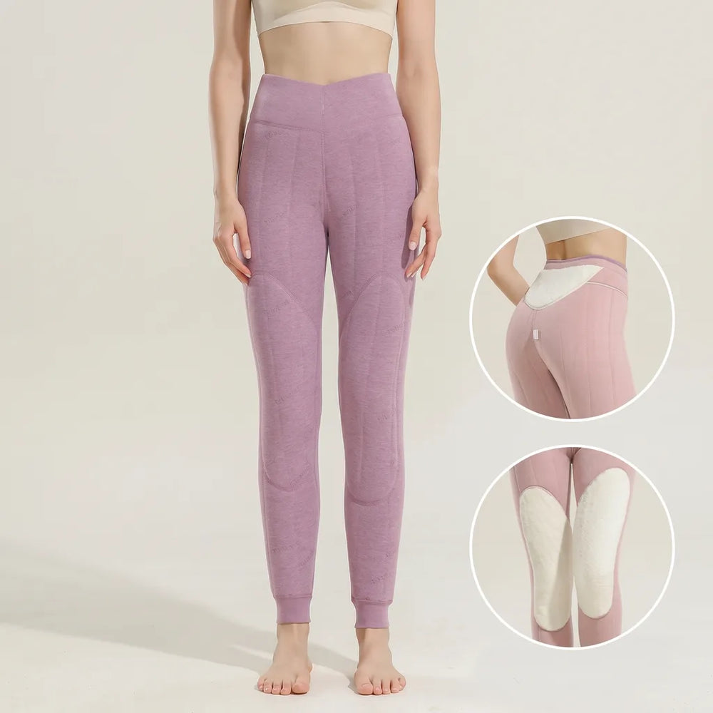 Nolvara | Women's Fleece Lined Leggings - Burgundy - Image 2
