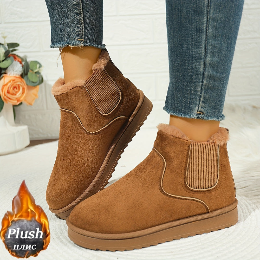 Ondine | Women's Slip-On Plush-Lined Winter Ankle Boots - Black - Image 2