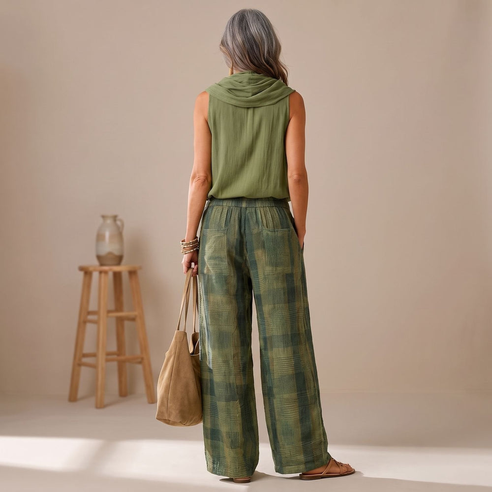 Orindave | Women's Cozy Loungewear Two-Piece Set - Green - Image 2