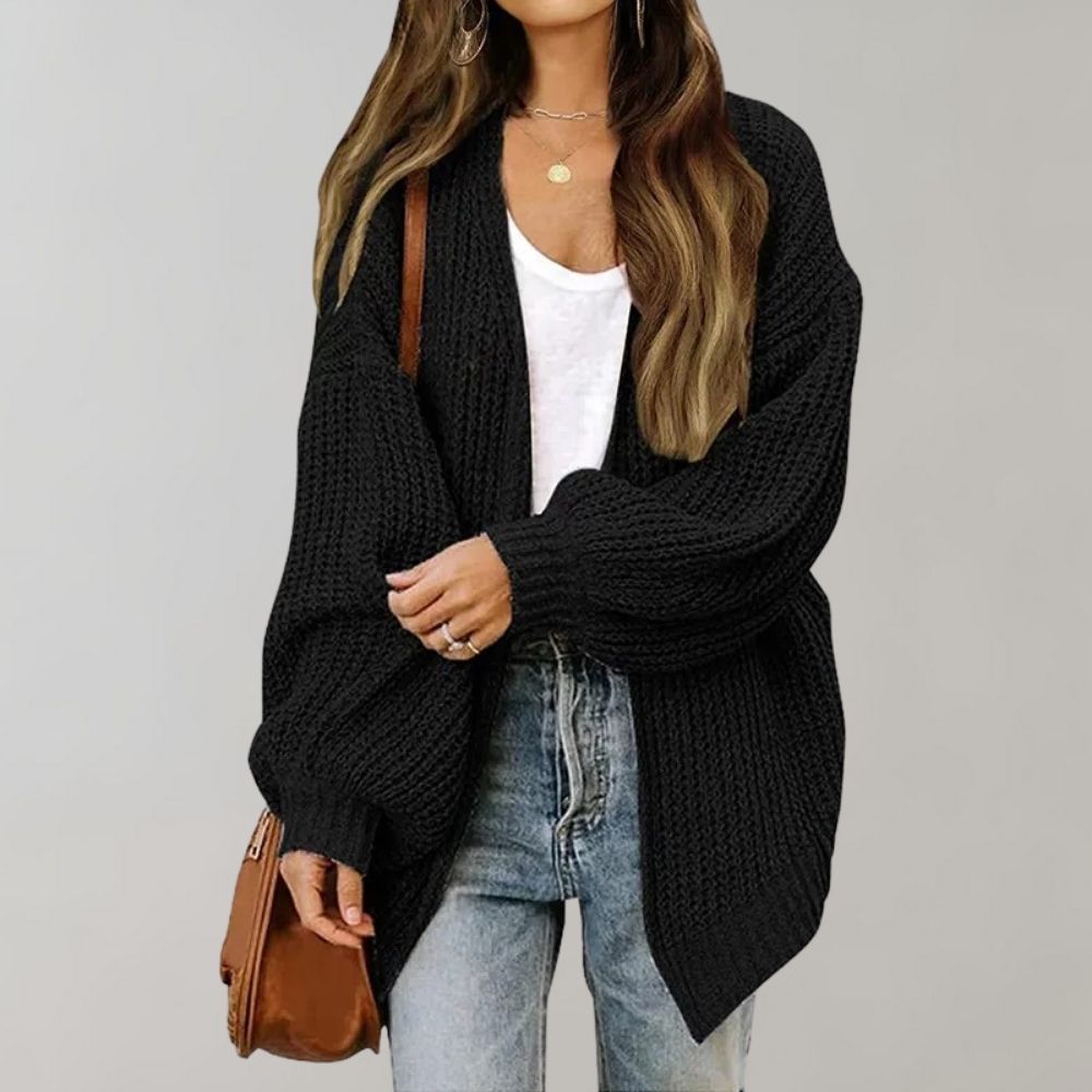Orvaine | Women's Open Front Cardigan Sweater - Black - Image 1