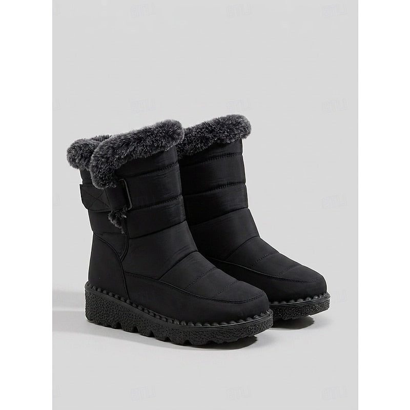 Orvaine | Women's Winter Snow Boots Faux Fur - Black - Image 1