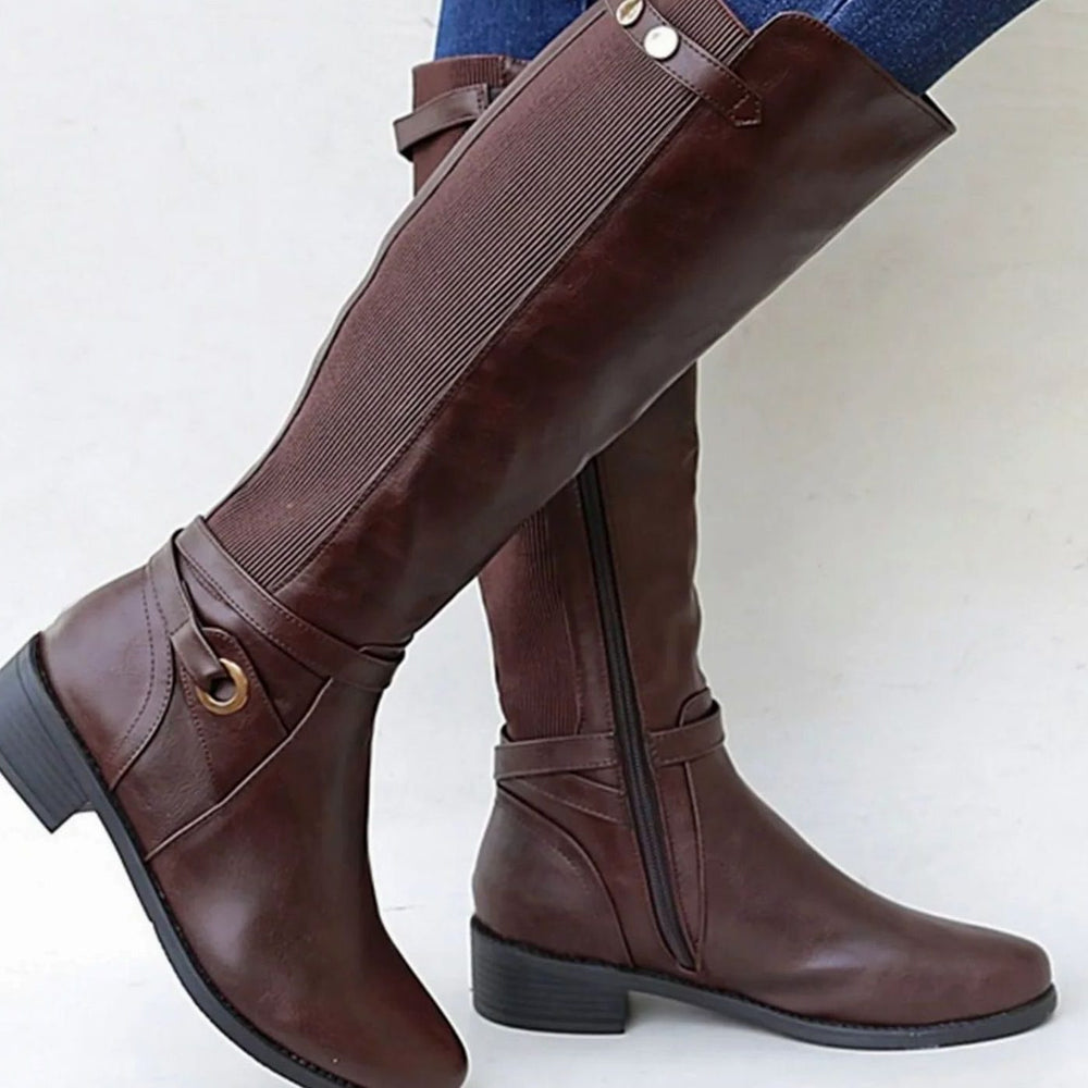 Orvalla | Women's Knee-High Riding Boots - Black - Image 2