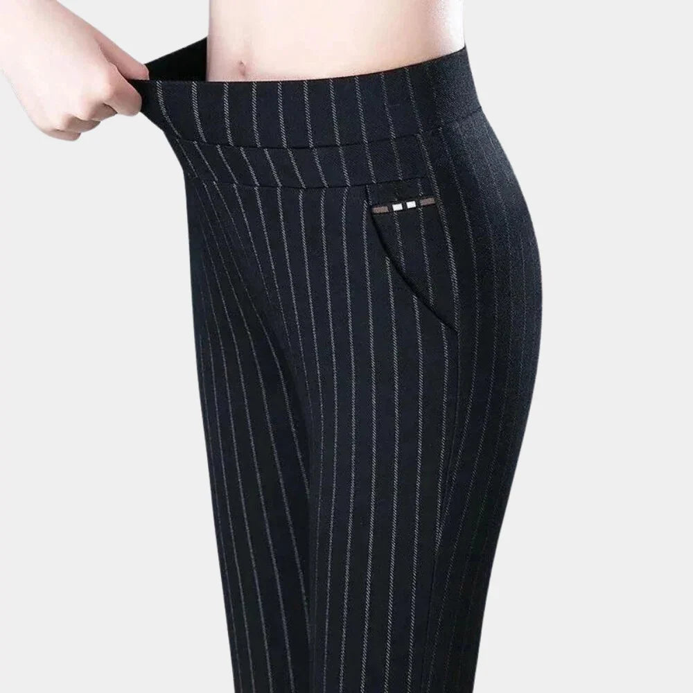 Orvella | Women's High Waist Stretch Slim Pants - Black - Image 2