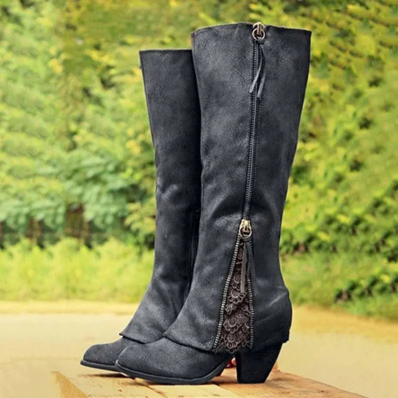 Pryndal | Women's Knee-High Block Heel Boots - Image 2
