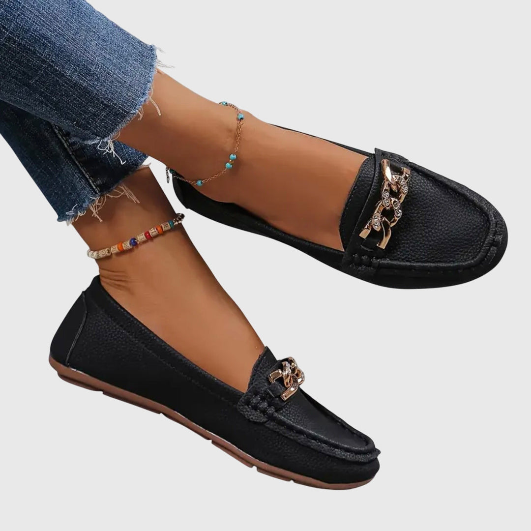 Quinby | Women's Chain Detail Slip-On Loafer Flat - Image 1