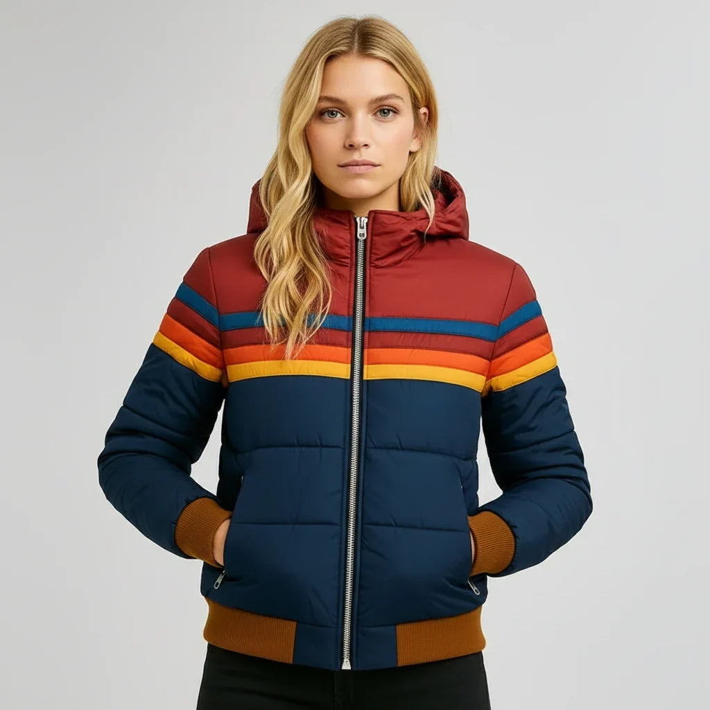 Renvara | Women's Rainbow Hooded Puffer Jacket - Image 1