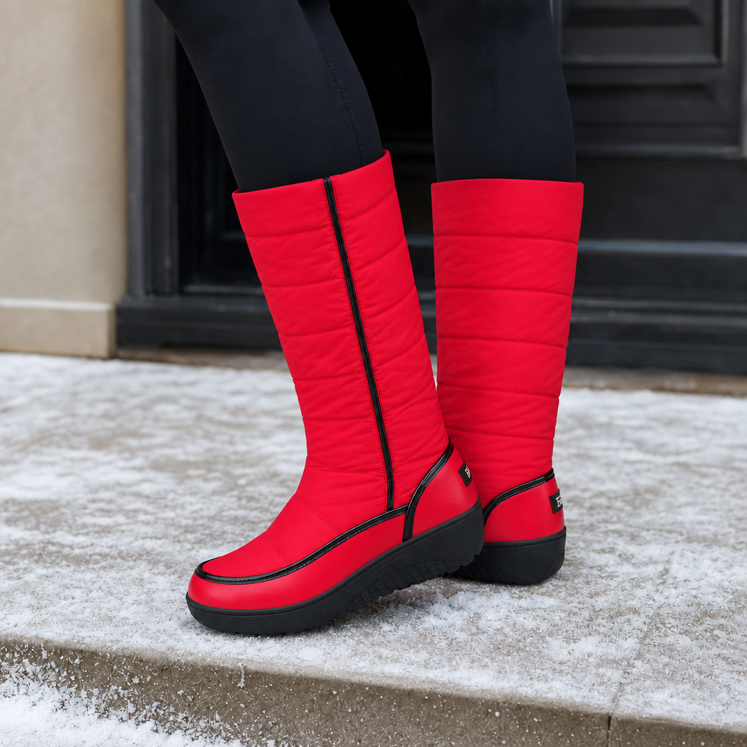 Rexana | Women's Knee High Winter Boots - Red - Image 1
