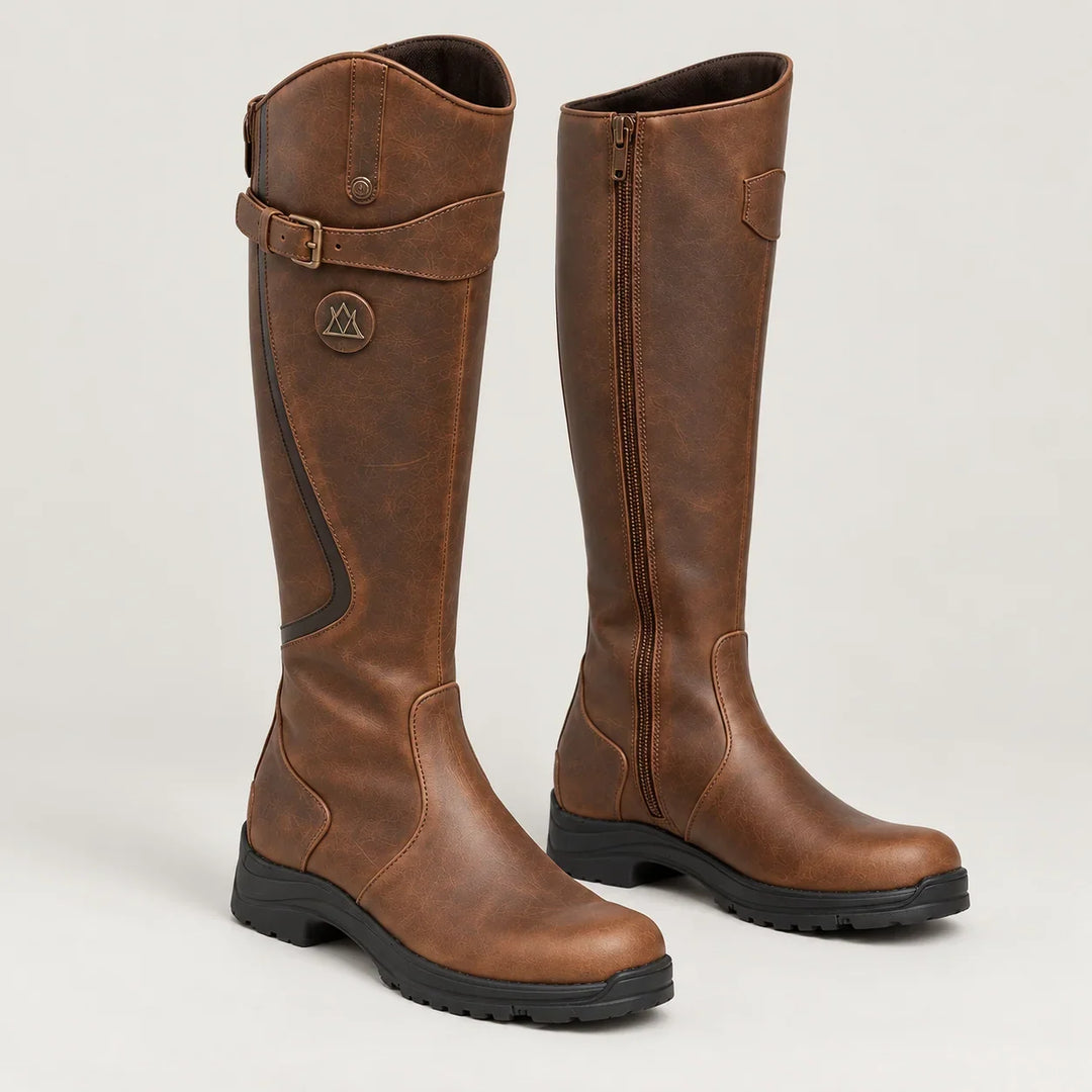 Rosvaine | Women's Knee High Boots Adjustable Strap - Brown - Image 1