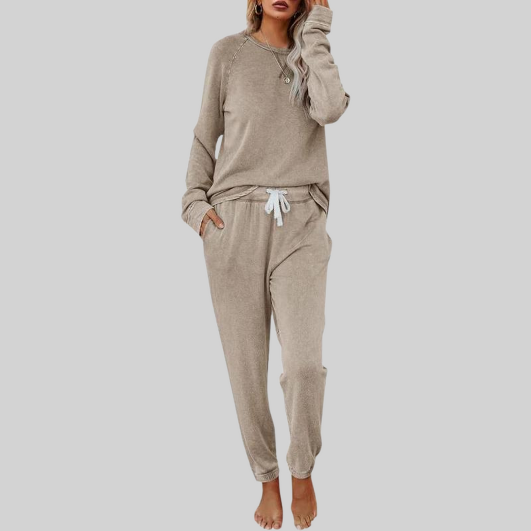 Selvona | Women's Sweatpants Lounge Set - Taupe - Image 1